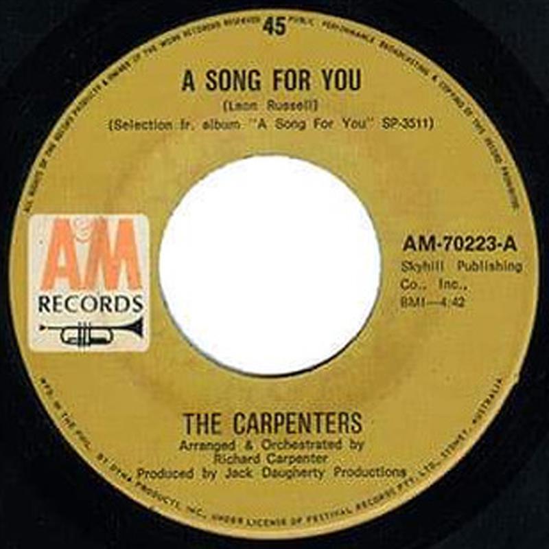 A Song For You - Carpenters - A&M-170223